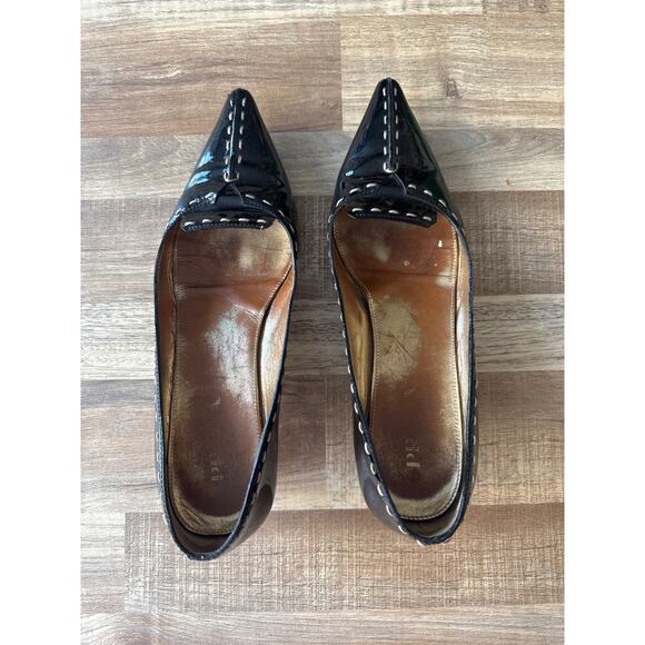Vintage Y2K Womens Prada Stiletto Patent Leather Loafer Kitten Heels size 36.5 - Picture 2 of 6